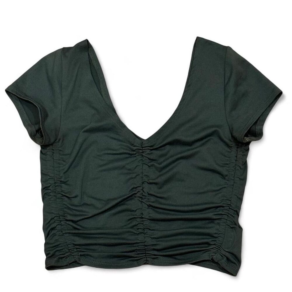 Urban-outfitters Women's Green and Black Crop-top